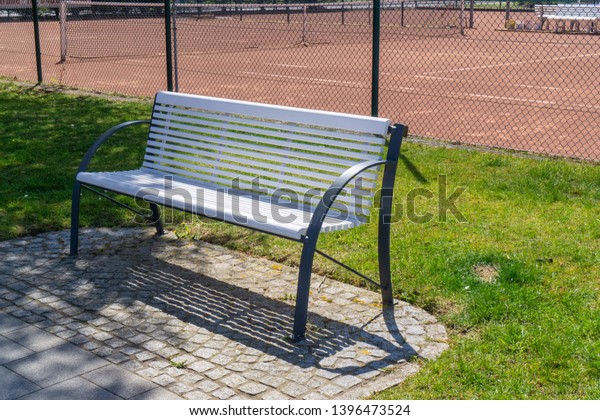 White Bench Tennis Court Stock Photo Edit Now 1396473524