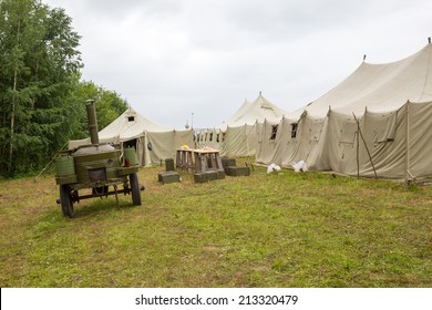 White Big Army Tent And Field Kitchen