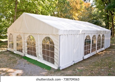 White Big Tent In Forest