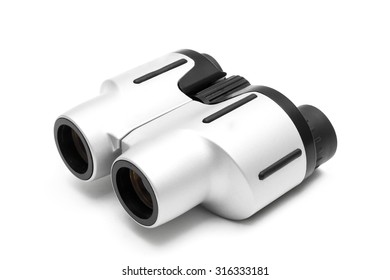 White Binoculars Isolated On A White Background
