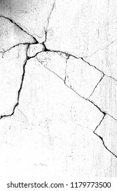 White Black Grey Concrete Wall, Floor With Cracks, Texture Background