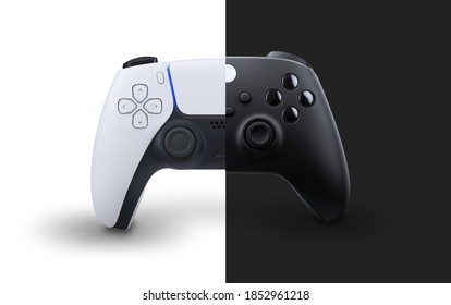 White and black Next Gen controllers  - Shutterstock ID 1852961218
