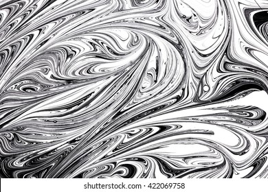 White And Black Paint Mixing Together Creating Shapes.