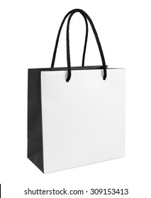 White And Black Paper Shopping Bag Isolated