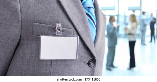 White Blank Badge on mens torso - Powered by Shutterstock