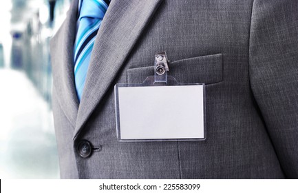 White Blank Badge on mens torso - Powered by Shutterstock