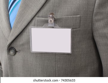 White Blank Badge  On Mens Torso