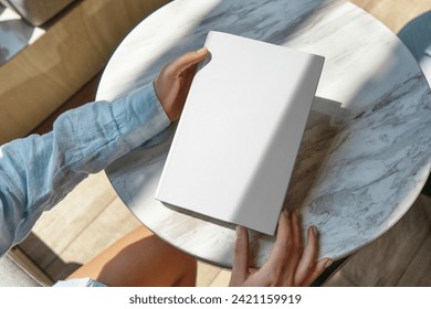 White blank book cover mockup design