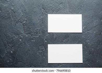 White Blank Business Card On Concrete Background. Place For ID