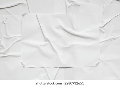 White blank crumpled and creased paper poster texture background - Shutterstock ID 2280932651
