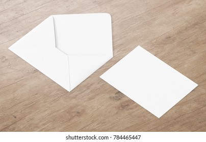 White Blank Envelope Mockup And Blank Letterhead Presentation Template, Isolated. Full Isolated. Isometric View