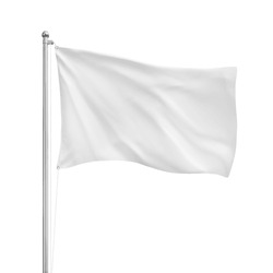 White Blank Flag Template Isolated On A White Background