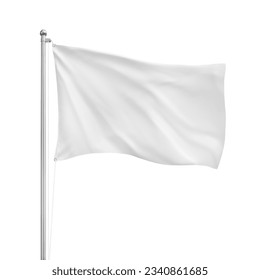 White Blank Flag Template Isolated White Background