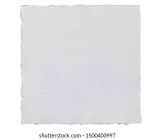 White Blank Handmade Rough Watercolor Or Aquarelle Paper Sheet With Torn Edges. Close Up Isolated On White Background. Image.