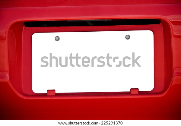 White Blank License Plate On Red Stock Photo (Edit Now) 225291370