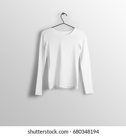 Download White Blank Long Sleeve Tshirt Mockup Stock Photo Edit Now 680348194