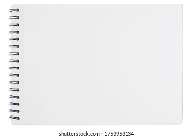 White Blank Page Or Sketch Book Isolated On White Background, Business Concept With Clipping Path.                                