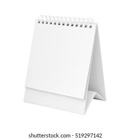 White blank paper desk spiral calendar.