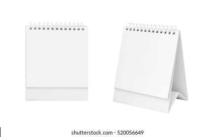 White Blank Paper Desk Spiral Calendar.