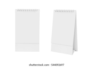 White blank paper desk spiral calendar.