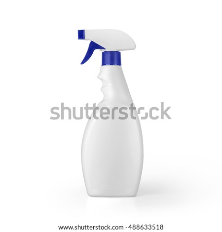 White blank plastic spray detergent bottle isolated on white background. Packaging template mockup collection. With clipping Path included.