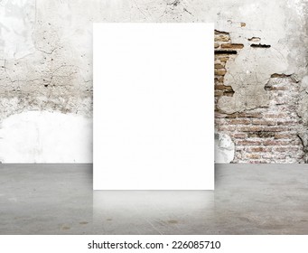 White Blank Poster in crack brick wall and concrete floor room,Template Mock up for your content - Shutterstock ID 226085710