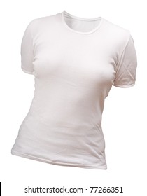 White blank t-shirt template. Front view. Isolated with clipping path.