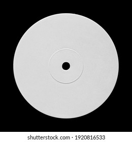 White Blank Vinyl Record Disc Label Sticker Template Mock Up. Isolated on Black 