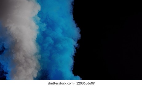 White And Blue Bomb Smoke On Black Background