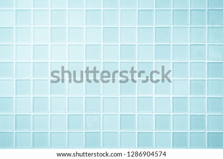 White or Blue ceramic wall and floor tiles abstract background. Design geometric mosaic texture for the decoration of the bedroom. Simple seamless pattern for backdrop advertising banner poster or web 商業照片 © 
