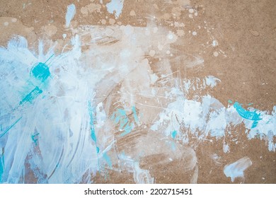 White And Blue Painted Wood Texture Seamless Rusty Grunge Background. Scratched White Paint On Planks. Copy-space For Text.