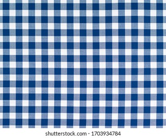 White blue squared pattern table cloth seen from top