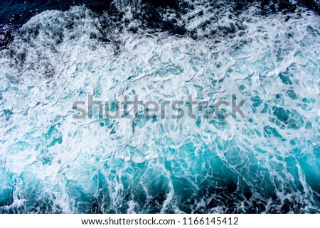 Similar – Foto Bild Durststrecke / Wasser ohne Ende. Kielwasser von einem Schiff.