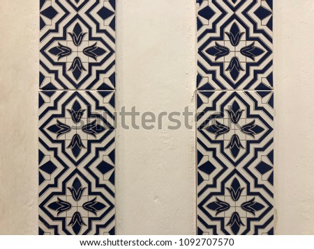 White and blue tile background texture