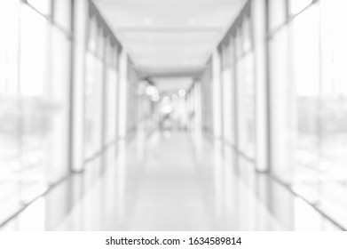 White Blurred Empty Abstract Corridor pathway Background From Perspective Building Hallway for background design