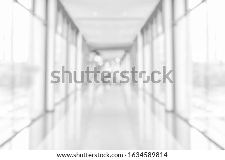 White Blurred Empty Abstract Corridor pathway Background From Perspective Building Hallway for background design