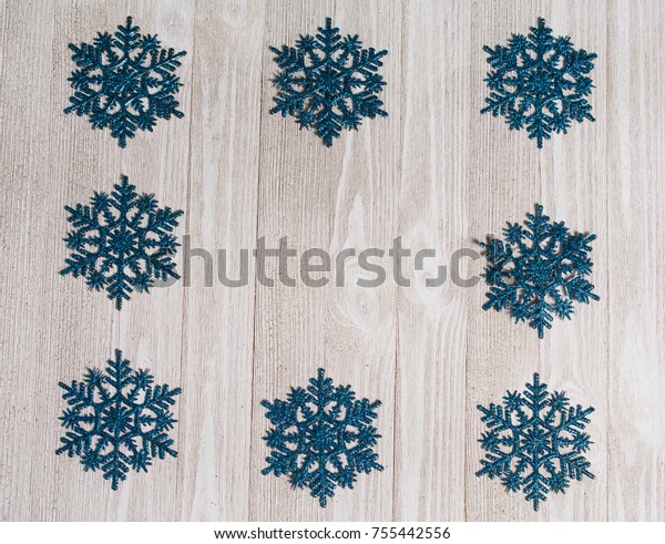 White Board Blue Snowflake Decorations Stock Photo Edit Now