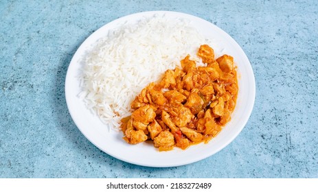 White Boiled Rice With Chicken Goulash