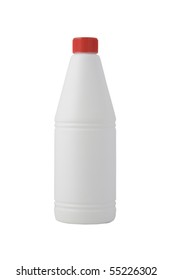 White Bottle, Cleaning Product On White Background