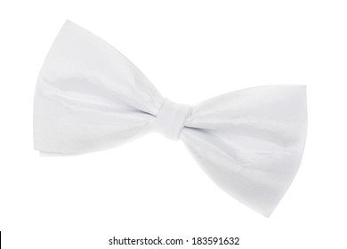 A White Bow Tie On White Background Isolated