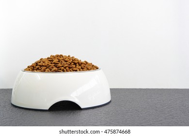 White Bowl With Pet Food.
