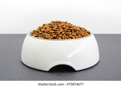 White Bowl With Pet Food.
