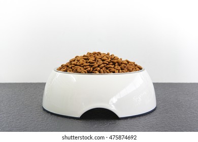 White Bowl With Pet Food.
