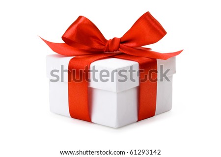 White box, bow and ribbon