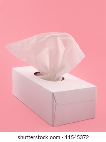 White Box Of Facial Tissue On Pink Background