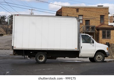 White Box Truck with Blank Side