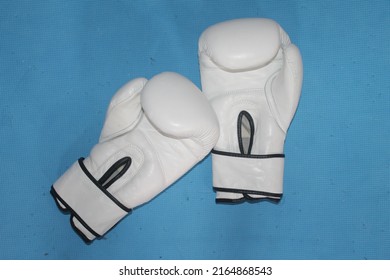 
White Boxing Gloves On Blue Background