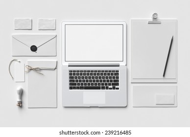 White Branding MockUp with laptop
