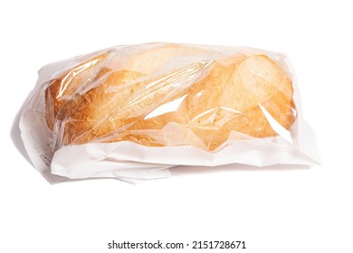 White Bread In A Paper Bag Isolated On White Background