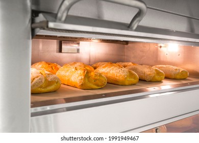 White Bread Wheat Baguette In The Oven, Bakery, Ciabatta In The Oven